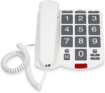 FYSIC FX575 Ενσύρματο Τηλέφωνο Γραφείου Για Ηλικιωμένους Με Πλήκτρο SOS Λευκό