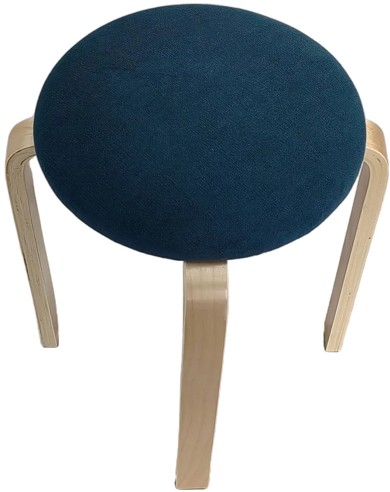 Σκαμπό MILOA Μπλε/Φυσικό Ύφασμα/Ξύλο 42x42x45cm