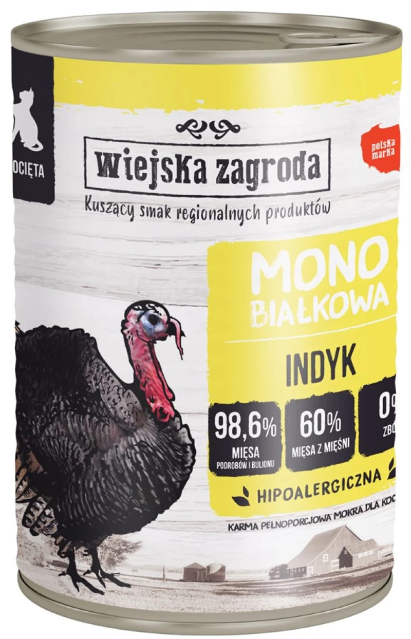 WIEJSKA ZAGRODA Monoprotein Turkey - wet food for kittens - 400g