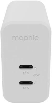 mophie Accessories-Wall Adapter-USB-C-PD-DUAL-67W-GAN-White-EU (2xUSBC)