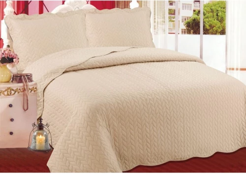 ΚΟΥΒΕΡΛΙ σετ (220cm x 240cm + 2 x 50cm x 70cm) φύλλο light brown της Silk Fashion