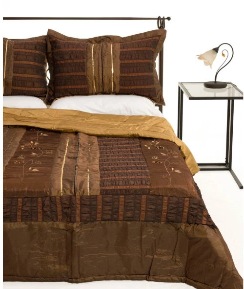 ΚΟΥΒΕΡΛΙ σετ )160cm x 220cm + 1 x 50cm x 70cm) 10506 καφέ της Silk Fashion