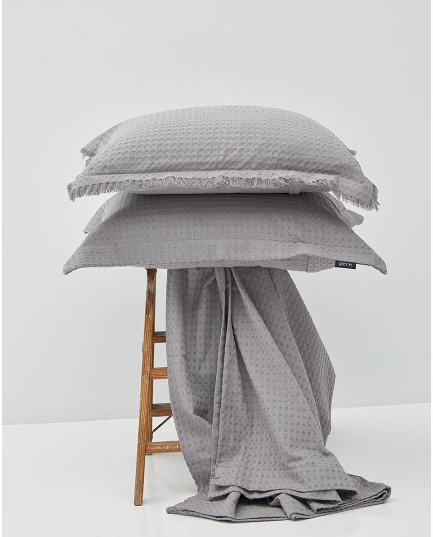 3D Βαμβακερή Πικέ Κουβέρτα Ριχτάρι Pereira  - Super Υπέρδιπλη (260x280cm) - Ανθρακί