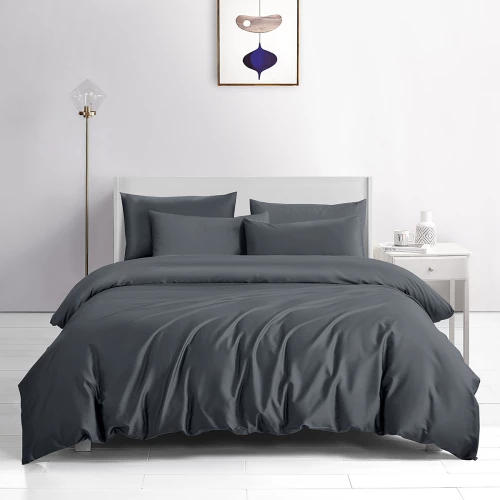 Beauty Home Σετ σεντόνια υπέρδιπλα με λάστιχο Bamboo 300tc Art 12350 Midnight Charm 170x200+35 Ανθρακί