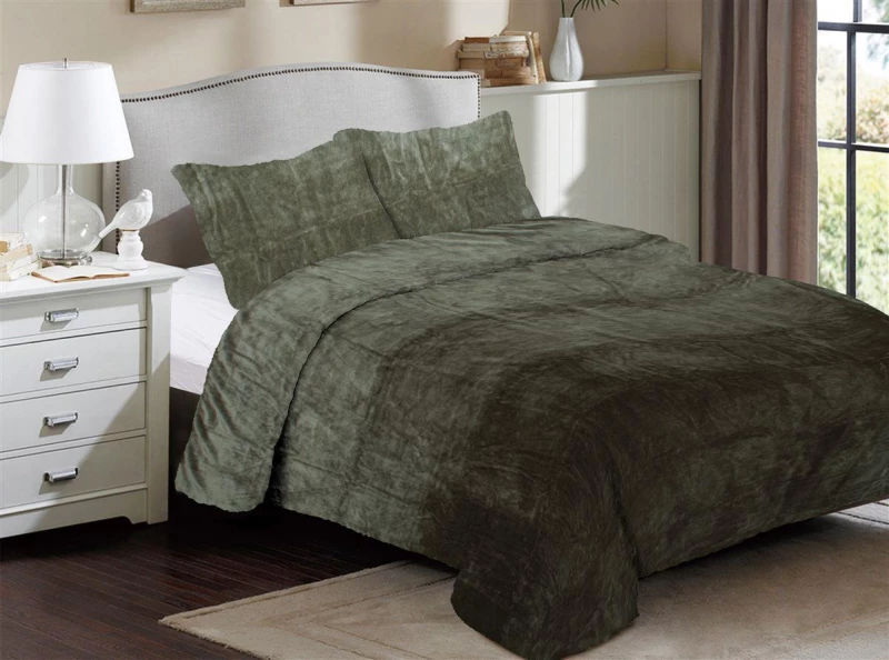 Κουβέρτα Coral Fleece Solid 07 160X220 Olive 100% Polyester - -