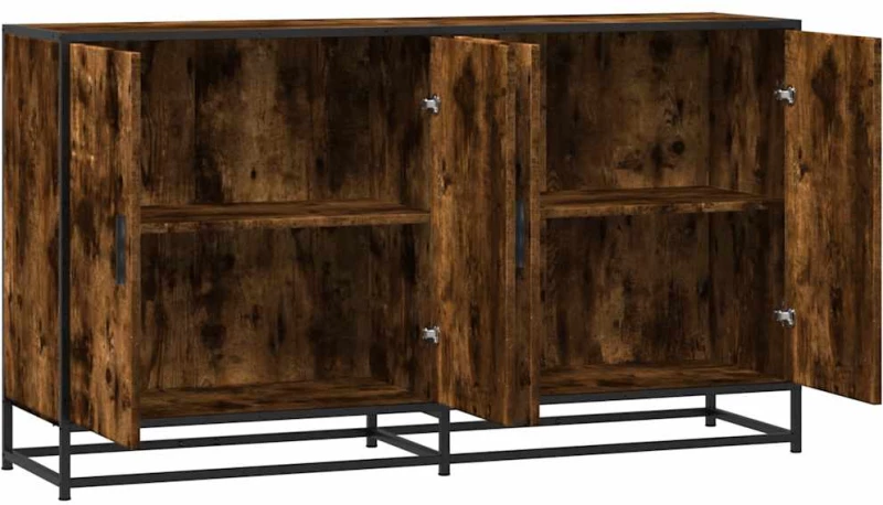 vidaXL Sideboard Καπνιστή δρυς 134x35x76 cm Ξύλινη κατασκευή