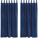 vidaXL Κουρτίνες με κουρτίνες 2 pcs Σκούρο Μπλε 140 x 175 cm Βελούδο