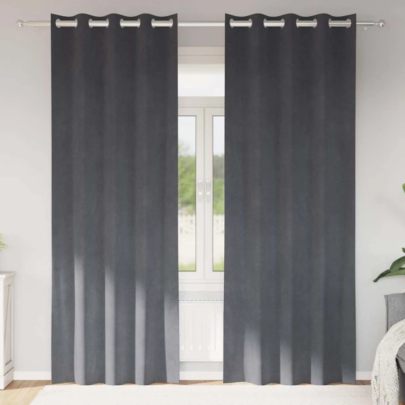 vidaXL Κουρτίνες με κουρτίνες 2 pcs Ανοιχτό γκρι 140 x 225 cm Βελούδο