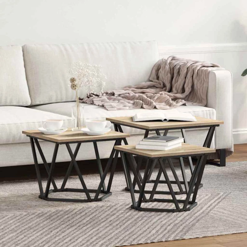 vidaXL Τραπεζάκι σαλονιού 3 pcs Sonoma Δρυς 50 x 50 x 40 cm