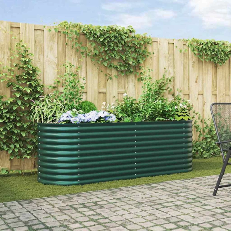 vidaXL Υπερυψωμένη Ζαρντινιέρα Πράσινο 240 x 80 x 81 cm Ατσάλι