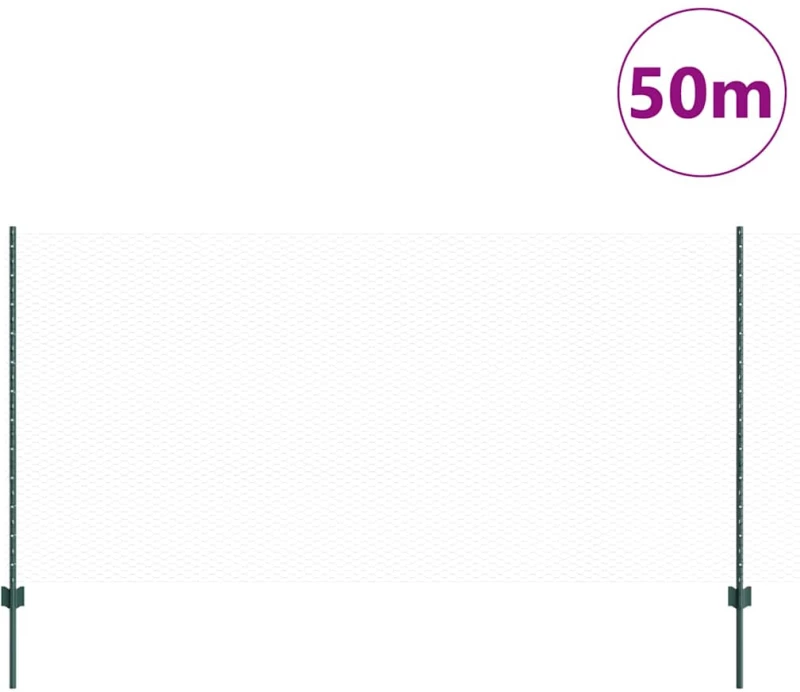 vidaXL Φράχτης με Στήλες. Πράσινο 1.2 x 50 m Ατσάλι