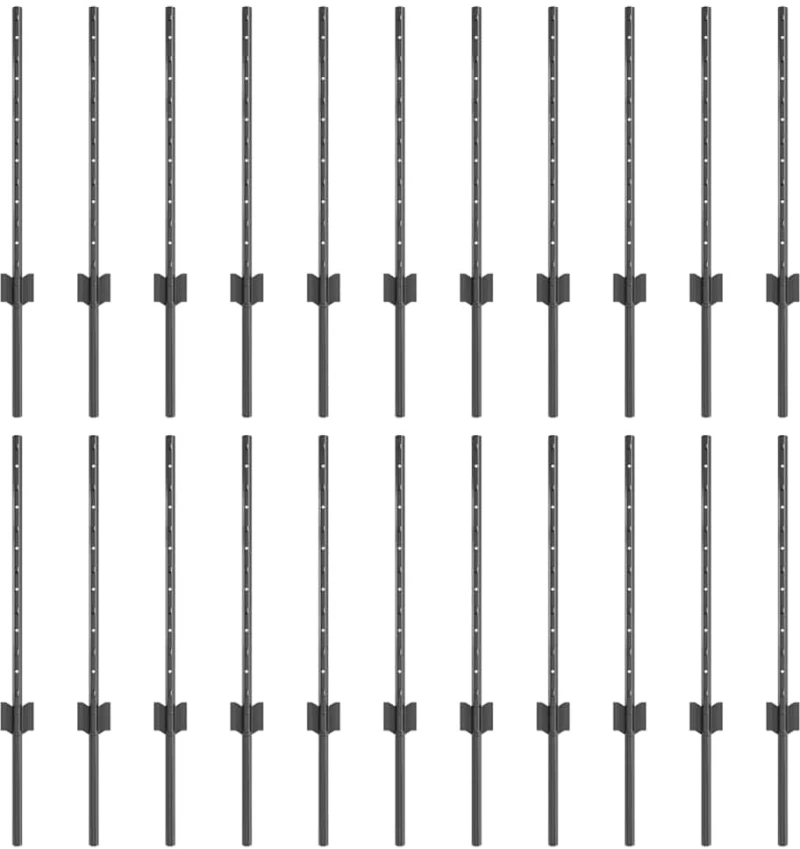 vidaXL Πό posts φράχτη 22 pcs Γκρι 100 cm Ατσάλι