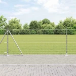 vidaXL Φράχτης με Στήλες. Ασημί 0.8 x 10 m Ατσάλι