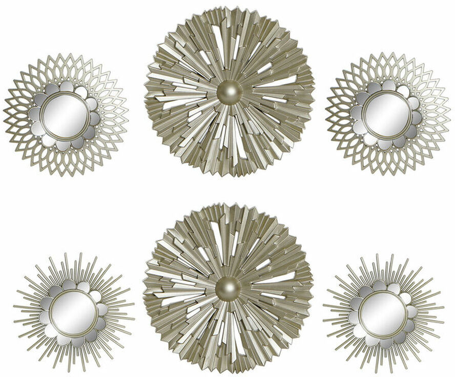 Παιχνίδι Καθρεφτών DKD Home Decor Τοίχο πολυπροπυλένιο Χρυσό Καθρέφτης (2 pcs) (35 x 3.5 x 35 cm)