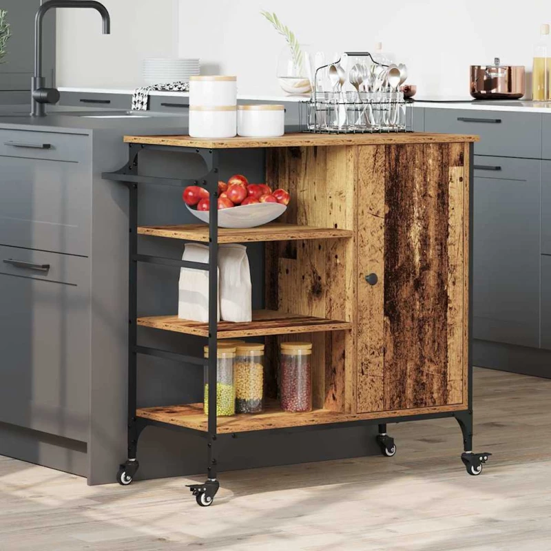 vidaXL Καρότσι Κουζίνας Παλαιό ξύλο 87.5 x 38.5 x 84.5 εκ