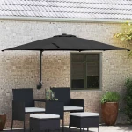 vidaXL Ομπρέλα Κήπου Μαύρο και Μαύρο 248.5 x 247.5 x 160 εκ.