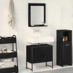vidaXL Σετ Επίπλων Μπάνιου με αποθήκευση 2 pcs Μαύρο 60 x 33 x 60 εκ