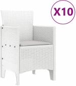 vidaXL Σέτ φαγητού για κήπο 11 pcs Λευκό Rattan Polt