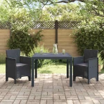 vidaXL Σέτ φαγητού για κήπο 3 pcs Ανθρακί Rattan Polt