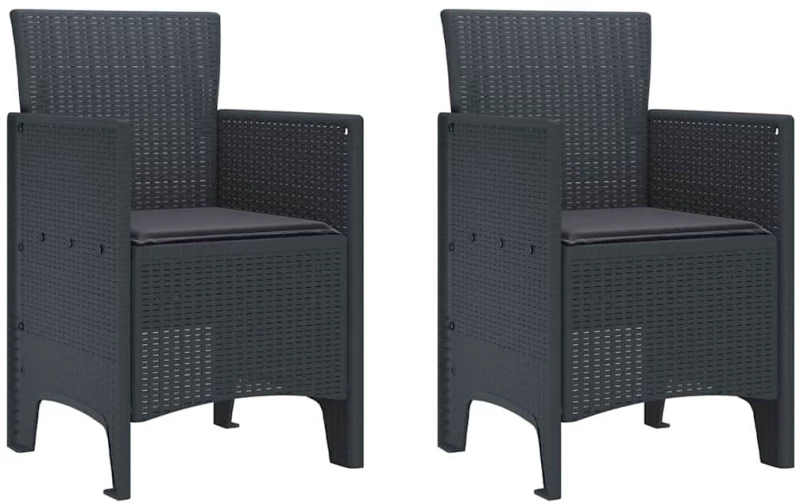 vidaXL Σέτ φαγητού για κήπο 3 pcs Ανθρακί Rattan Polt