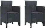 vidaXL Σέτ φαγητού για κήπο 3 pcs Ανθρακί Rattan Polt