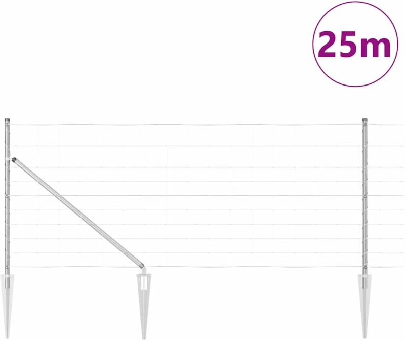 vidaXL Περίφραξη αγρού Ασημί 25 x 1 m Γαλβανισμένος χάλυβας