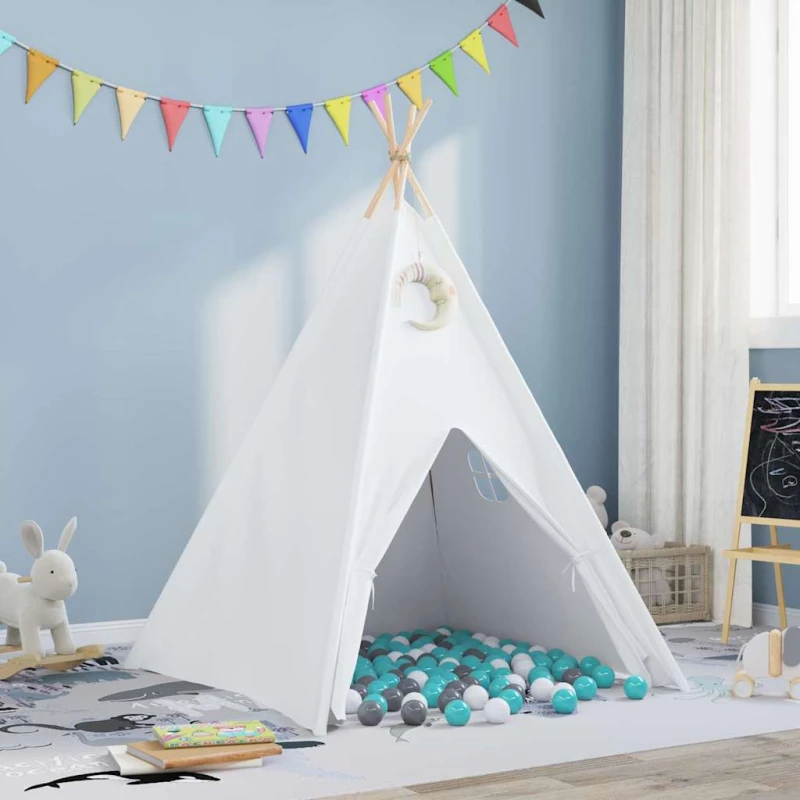 vidaXL Σκηνίτσα Teepee Λευκό 120 x 120 x 150 cm Υφάσμα, Πλαστικό