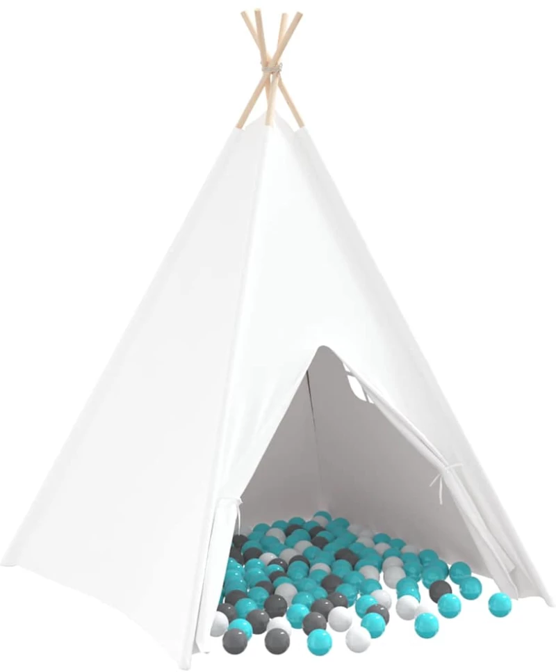 vidaXL Σκηνίτσα Teepee Λευκό 120 x 120 x 150 cm Υφάσμα, Πλαστικό