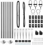vidaXL Πό posts φράχτη 7 pcs Γκρι Ø32mm 120 εκ Γαλβανισμένος χάλυβας