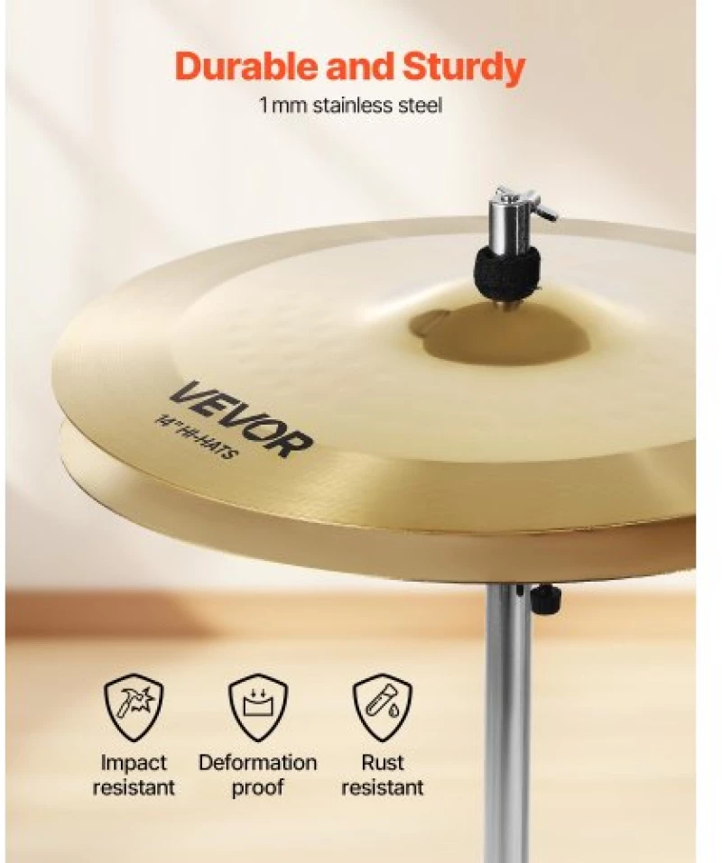 VEVOR Cymbal Pack 4 Pieces Cymbals Drum Set 10 14 16 20 Inches Cymbals for Drum