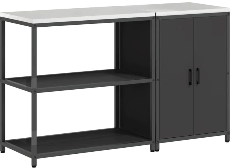 vidaXL Σετ Αποθήκευσης Κουζίνας με ράφι 2 pcs Μαύρο 150 x 50 x 92 εκ.