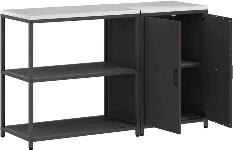 vidaXL Σετ Αποθήκευσης Κουζίνας με ράφι 2 pcs Μαύρο 150 x 50 x 92 εκ.