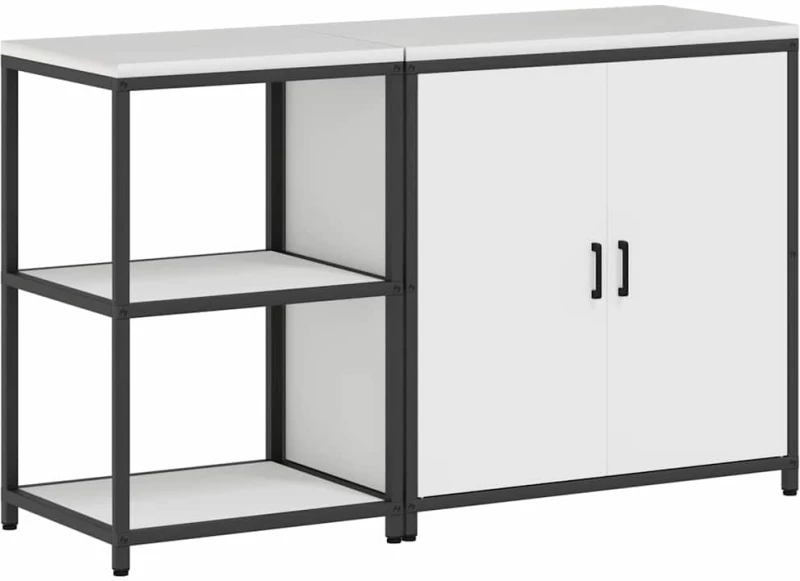 vidaXL Σετ Αποθήκευσης Κουζίνας με ράφι 2 pcs Λευκό 150 x 50 x 92 εκ.