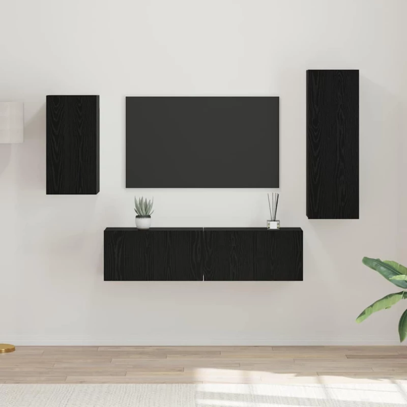 vidaXL Σετ επίπλου τηλεόρασης 4 pcs Μαύρη δρυς 30.5 x 30 x 90 cm