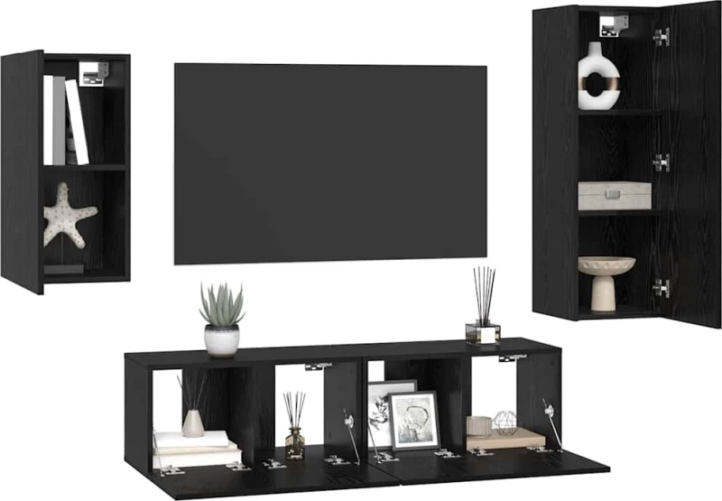 vidaXL Σετ επίπλου τηλεόρασης 4 pcs Μαύρη δρυς 30.5 x 30 x 90 cm