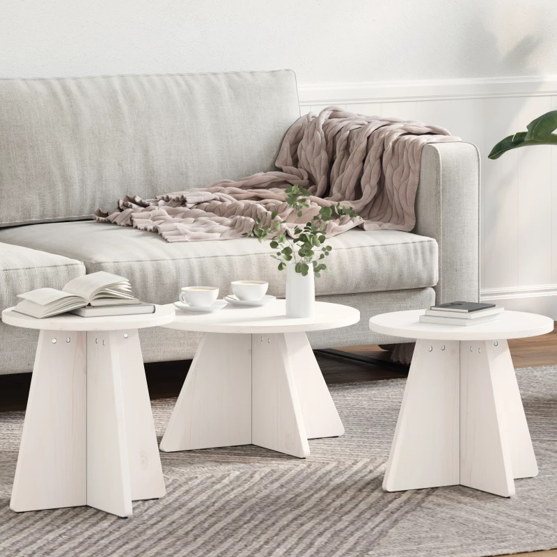 vidaXL Τραπεζάκι σαλονιού 3 pcs Λευκό 49 x 49 x 30 εκ.