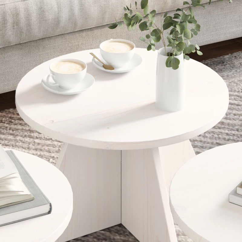 vidaXL Τραπεζάκι σαλονιού 3 pcs Λευκό 49 x 49 x 30 εκ.