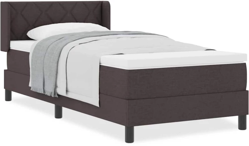 vidaXL Κρεβάτι box spring με στρώμα με στρώμα Σκούρο Καφέ 90 x 200 cm
