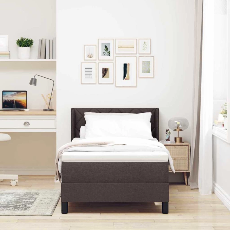 vidaXL Κρεβάτι box spring με στρώμα με στρώμα Σκούρο Καφέ 90 x 200 cm