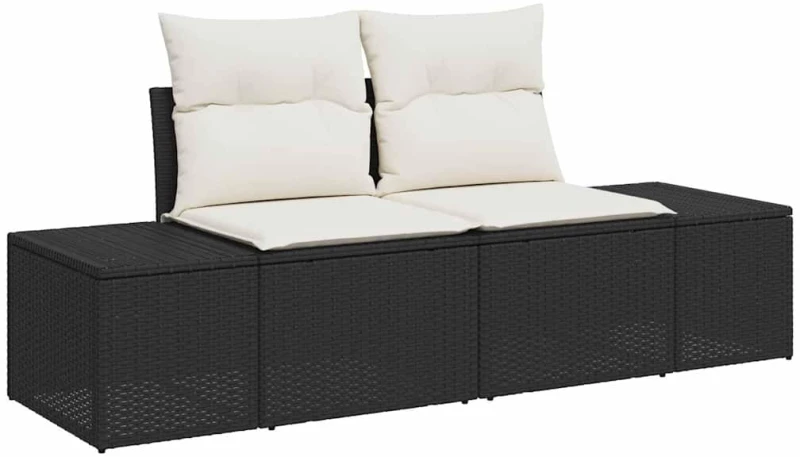 vidaXL Σετ Καναπέ Κήπου με μαξιλάρι 7 pcs Μαύρο Πολυ ράταν