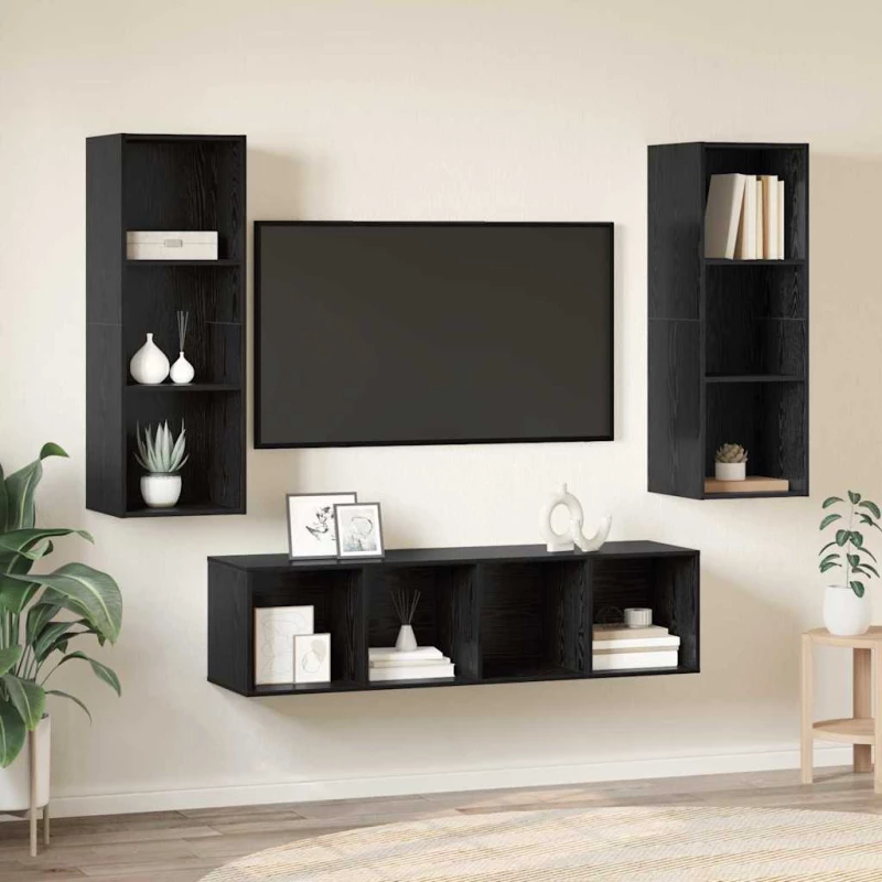 vidaXL Σετ επίπλου τηλεόρασης 3 pcs Μαύρη δρυς 37 x 37 x 142.5 εκ