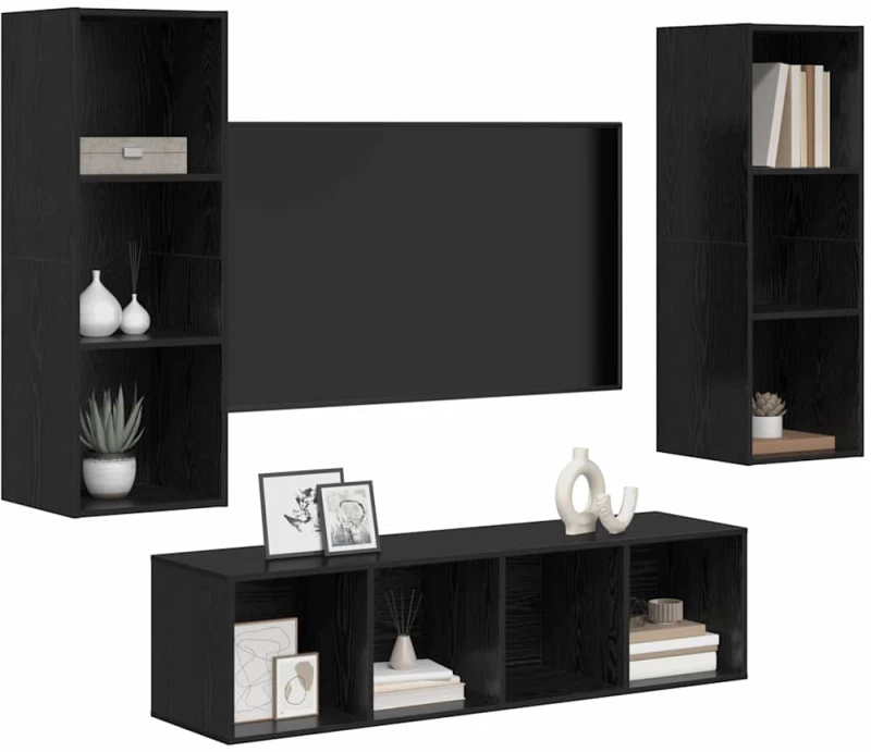 vidaXL Σετ επίπλου τηλεόρασης 3 pcs Μαύρη δρυς 37 x 37 x 142.5 εκ