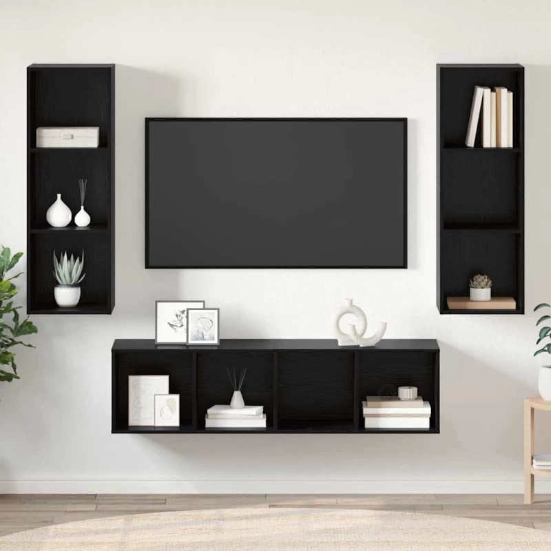 vidaXL Σετ επίπλου τηλεόρασης 3 pcs Μαύρη δρυς 37 x 37 x 142.5 εκ