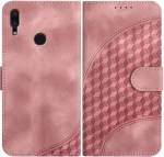 For Huawei Y7 2019 YX0060 Elephant Head Embossed Phone Leather Case with Lanyard(Pink)