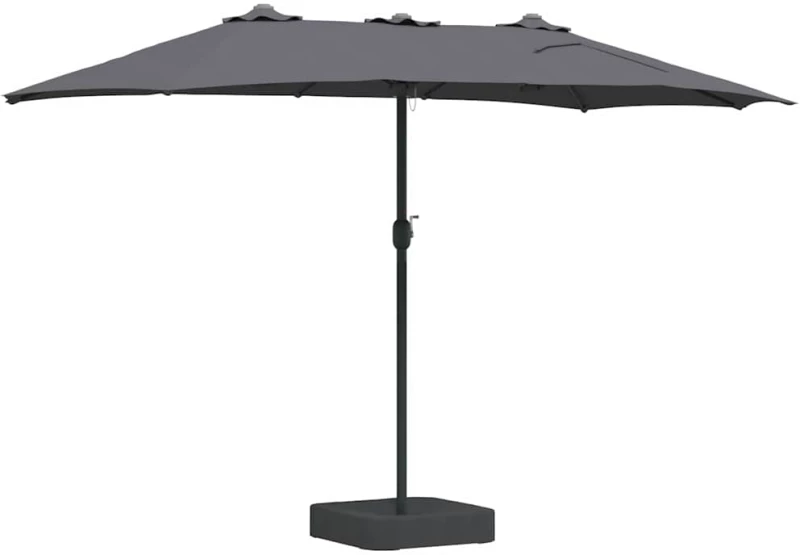 vidaXL Ομπρέλα Κήπου Ανθρακί 385 x 209 x 244 εκατοστά ύφασμα