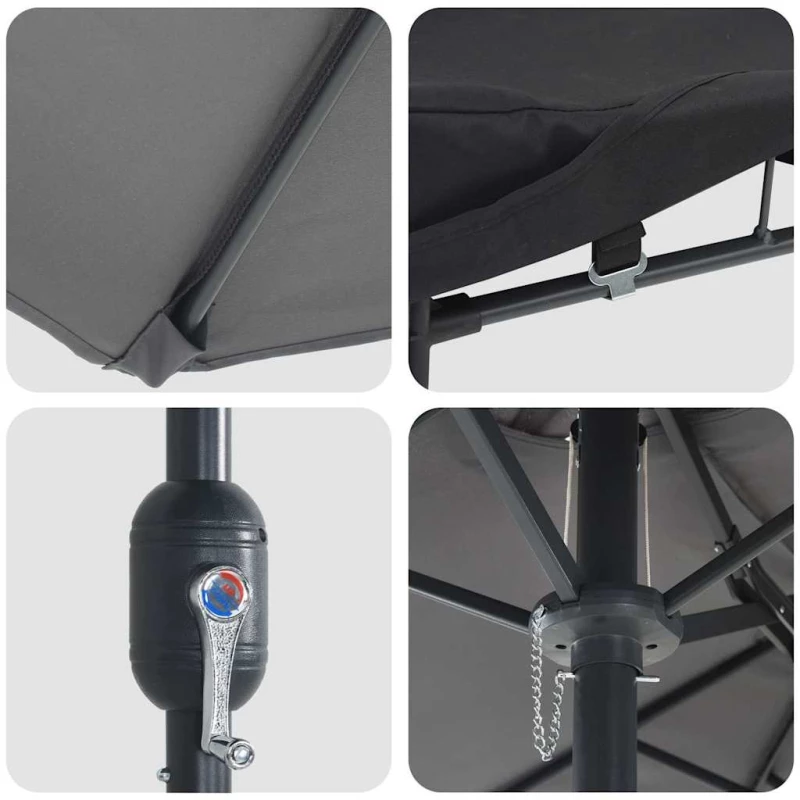 vidaXL Ομπρέλα Κήπου Ανθρακί 385 x 209 x 244 εκατοστά ύφασμα