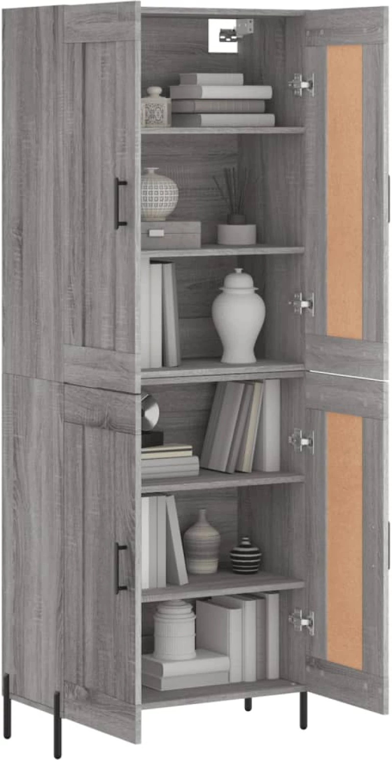 vidaXL Ντουλάπι Γκρι Sonoma 69,5 x 34 x 180 εκ. Επεξεργασμένο Ξύλο