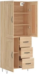 vidaXL Ντουλάπι Sonoma δρυς 69,5 x 34 x 180 εκ. από Επεξεργασμένο Ξύλο