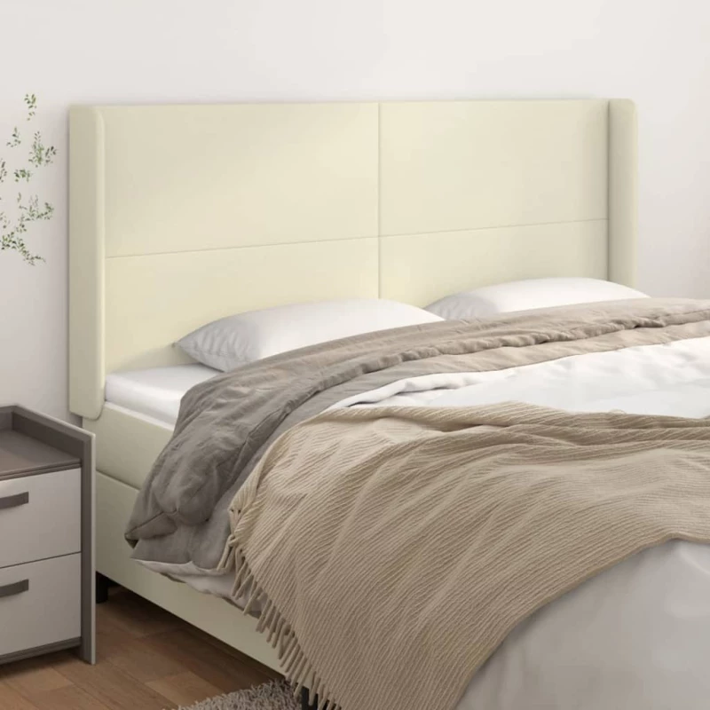 vidaXL Κεφαλάρι με Πτερύγια Κρεμ 183x16x118/128 εκ. Συνθετικό Δέρμα