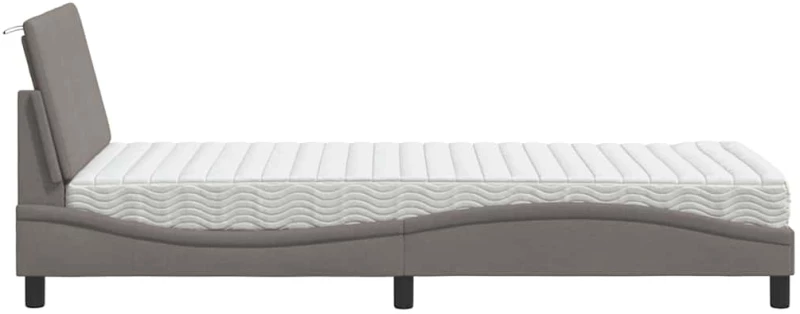 vidaXL Κρεβάτι με Στρώμα Taupe 90x200 εκ. Υφασμάτινο